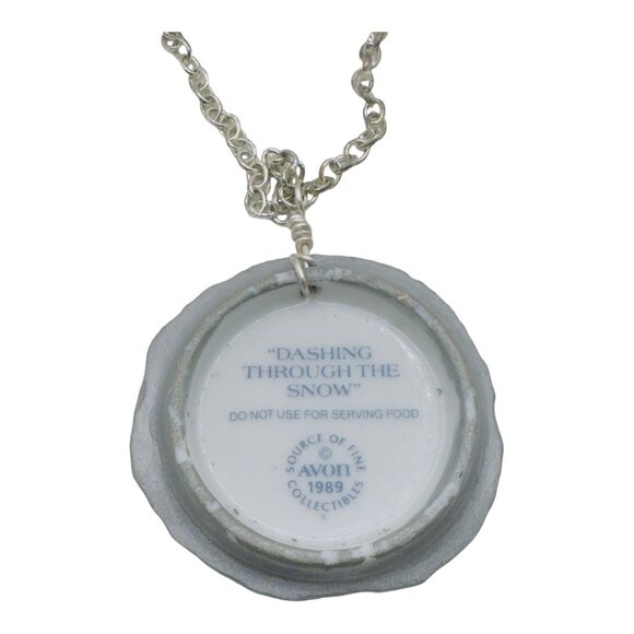 1989 Avon Dashing Through The Snow Broken China Necklace With Multiface Crystal - Picture 15 of 15